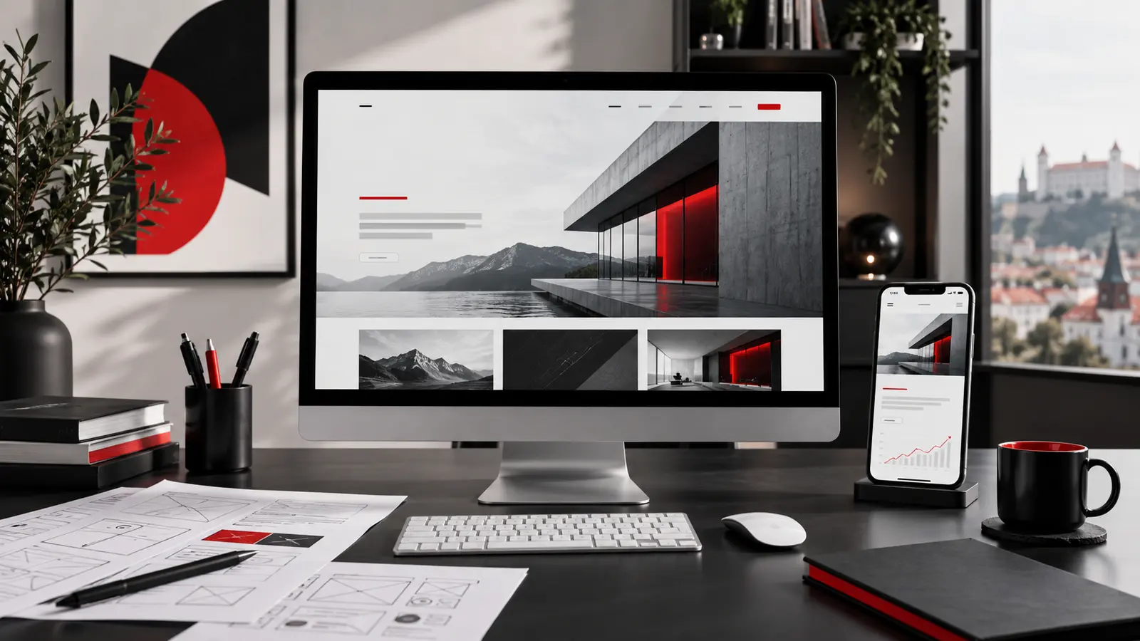 Modern company website on computer and mobile