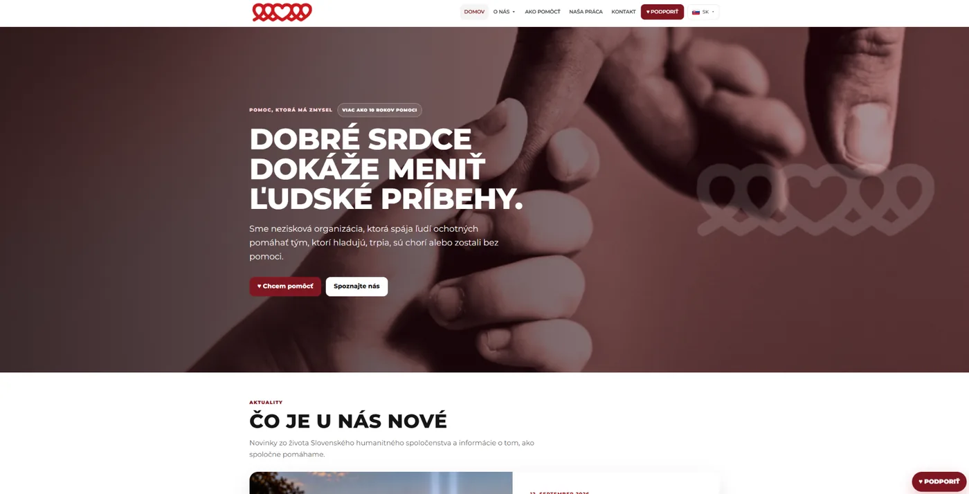 Ukážka webu Dobré srdce