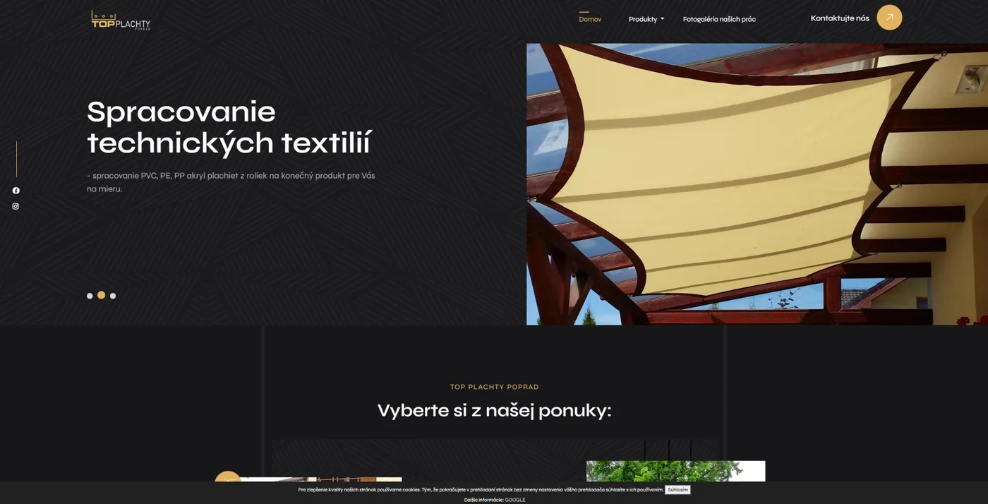Ukážka webu TOP Plachty